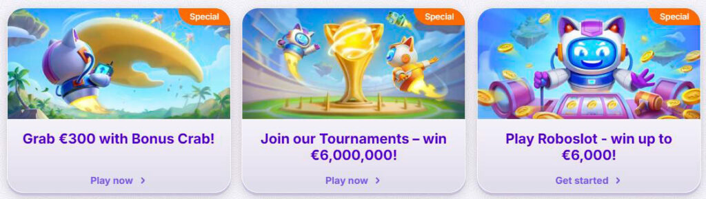 speciální bonusy robocat casino